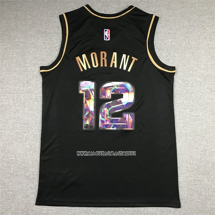 Ja Morant NO 12 Camiseta Memphis Grizzlies Golden Edition 2021-22 Negro